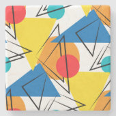 Retrohedendaagse geometrische kleurrijke patronen stenen onderzetter (Voorkant)