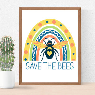 Retroimehouder Apiary Organic Honey Bee Rainbow Poster