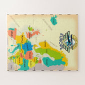 Retrokaart van Europa. Legpuzzel (Horizontaal)