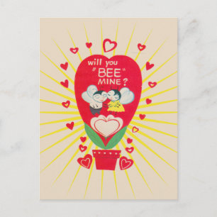 Retrokaart voor Valentijnsdag bijenmijn Feestdagenkaart