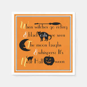 Retrokalligrafie Traditioneel Halloween gedicht Servet