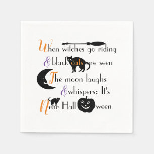 Retrokalligrafie Traditioneel Halloween gedicht Servet