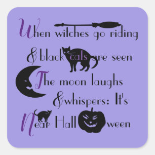 Retrokalligrafie Traditioneel Halloween gedicht Vierkante Sticker