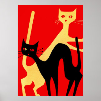 Retrokatten,  minimaal Poster