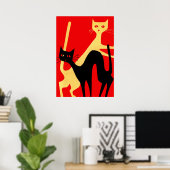 Retrokatten,  minimaal Poster (Thuiskantoor)