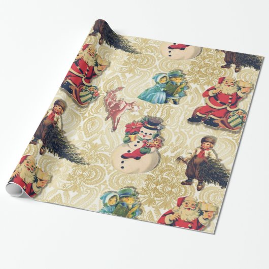 Retrokerst Cadeaupapier (Uitgerold)