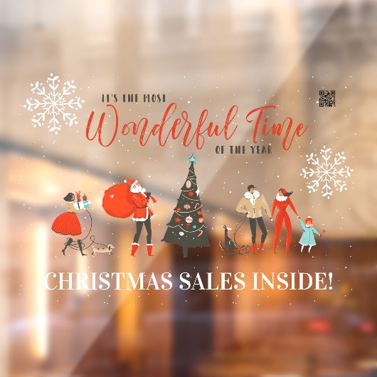 Retrokerst | Code wintervakantieverkoop QR Raamsticker (Vel 2)