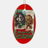 RetroKerstmisPuppies-CERAMIC Oval Ornament (Rechts)