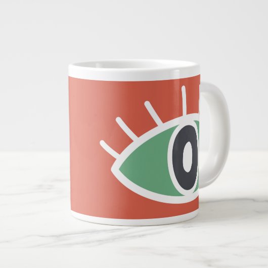 Retrokleuren abstract kunstoog extra grote beker (Voorkant rechts)