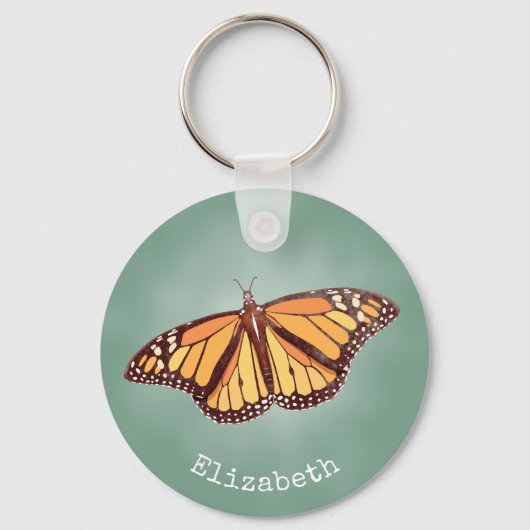 Retrokleuren Monarch Butterfly w wings open Sleutelhanger (Voorkant)
