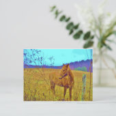 Retrokleurige paarden briefkaart (Staand voorkant)