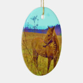 Retrokleurige paarden keramisch ornament (Rechts)
