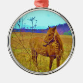 Retrokleurige paarden metalen ornament (Voorkant)