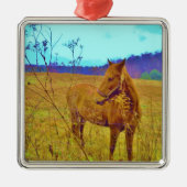 Retrokleurige paarden metalen ornament (Voorkant)