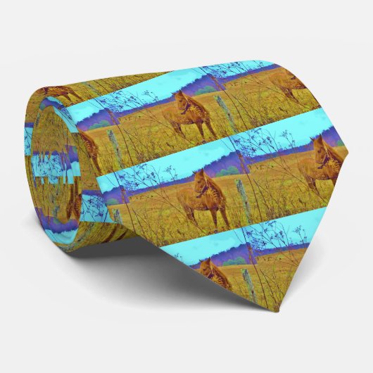 Retrokleurige paarden stropdas (Opgerold)