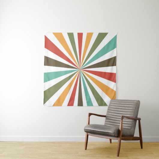 Retrokleurige strepen op transparante achtergrond wandkleed (In Situ (horizontaal))