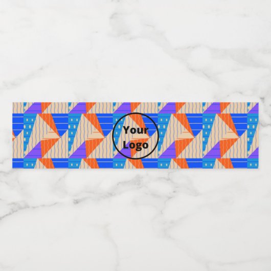 Retrokleurige vormen op bruin waterfles etiket (Enkel label)