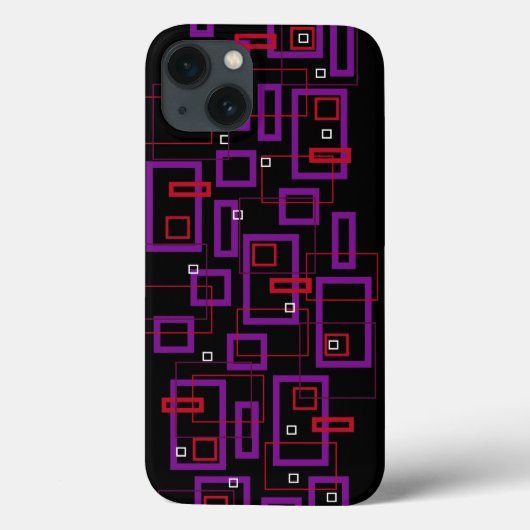 Retrokwadraten, rood, paars en zwart Case-Mate iPhone case (Achterkant)
