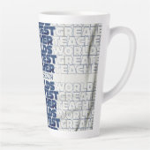 Retroleraar moderne blauwe rode, stijlvolle typogr latte mok (Rechts)