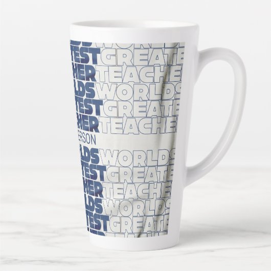 Retroleraar moderne blauwe rode, stijlvolle typogr latte mok (Rechts)