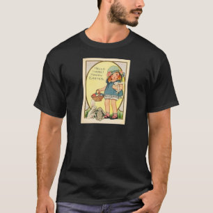 Retromeisje met paashaas en eieren Paasauto T-shirt