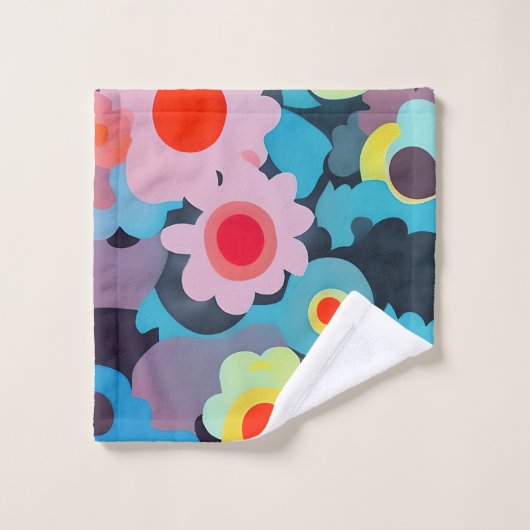 Retromod bloemen bad handdoek (Wasdoekje)