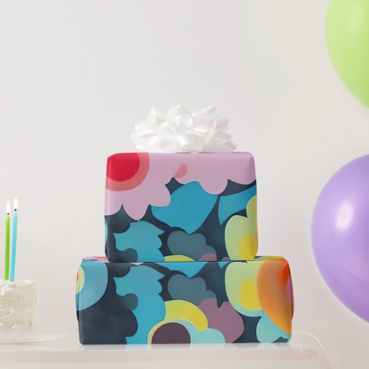 Retromod bloemen cadeaupapier (Feestgeschenken)