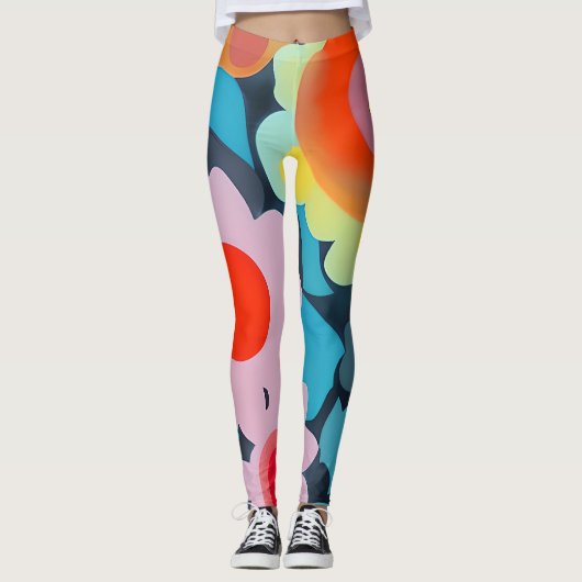 Retromod bloemen leggings (Voorkant)