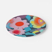 Retromod bloemen papieren bordje (Gekanteld)