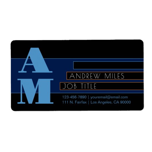 Retromodern monogram en bewerkbare vormen en kleur etiket (Voorkant)