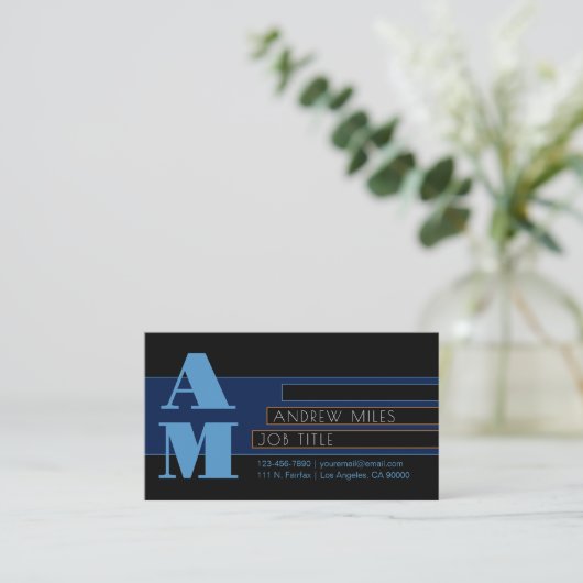 Retromodern monogram en bewerkbare vormen en kleur informatiekaartje (Staand voorkant)