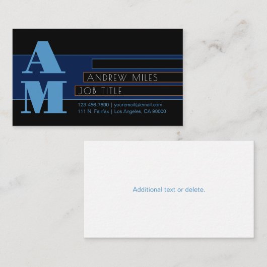 Retromodern monogram en bewerkbare vormen en kleur informatiekaartje (Voorkant / Achterkant)