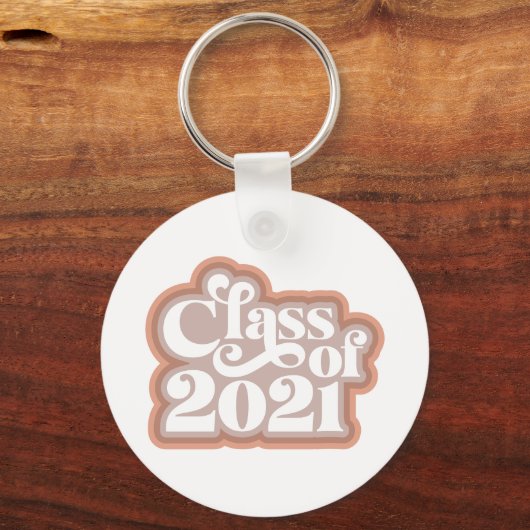 Retromoderne klasse 2021 sleutelhanger (Voorkant)