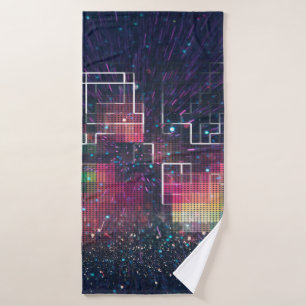 Retroneonlichten en een naadloos geometrisch patro badhanddoek