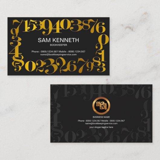 Retronummering Gold Lijst Bookeping Service Visitekaartje (Voorkant / Achterkant)