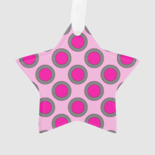 Retroomcirkelvormige stippen, fuchsie, grijs en ro ornament