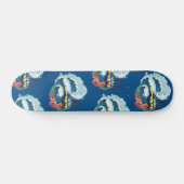 Retroontwerp van strand, palmbomen en oceaangolven skateboard (Horizontaal)