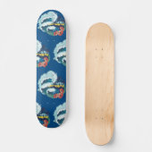 Retroontwerp van strand, palmbomen en oceaangolven skateboard (Voorkant)