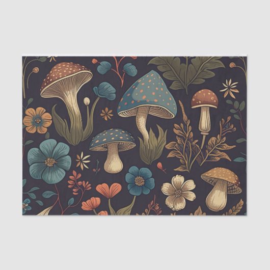 Retropaddenstoelen en -bloemen tissuepapier (Voorkant)