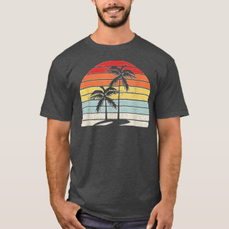 Retropalmboom tropische baardzomer t-shirt
