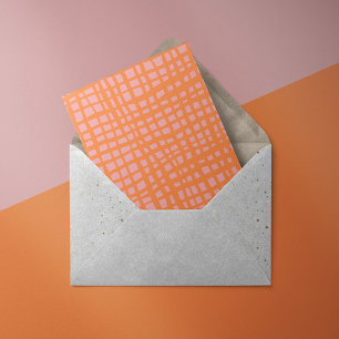 Retropastel oranje en roze rasterpatroon feestdagenkaart