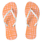 Retropastel oranje en roze rasterpatroon teenslippers (Voetbed)