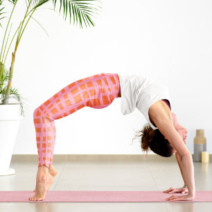 Retropastel oranje roze patroon leggings
