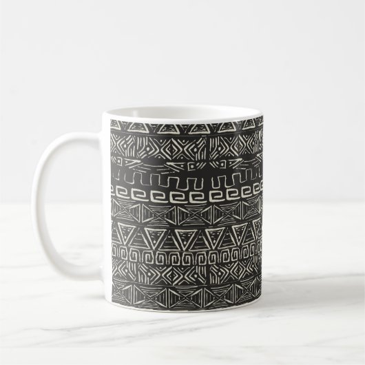  retropatroon. Aztec achtergrond. Koffiemok (Links)