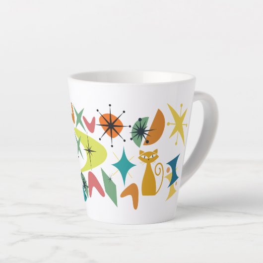 Retropatroon latte Mok uit het midden van de eeuw (Rechterhoek)