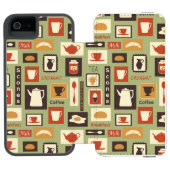 Retropatroon met keukengerei voor het ontbijt incipio iPhone portemonnee hoesje (Agenda Open)