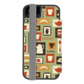 Retropatroon met keukengerei voor het ontbijt incipio iPhone portemonnee hoesje (Agenda Achterkant)
