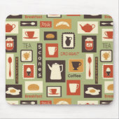 Retropatroon met keukengerei voor het ontbijt muismat (Voorkant)