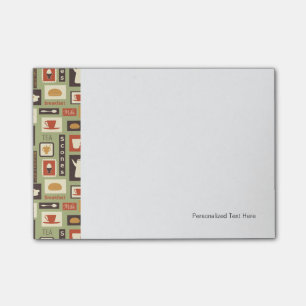 Retropatroon met keukengerei voor het ontbijt post-it® notes