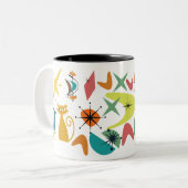 Retropatroon Mok uit het midden van de eeuw (Voorkant links)